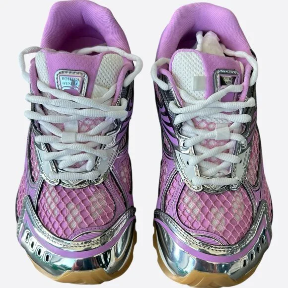 Bottega Veneta Pink & Silver Orbit Women's Sneakers - Picture 2 of 7